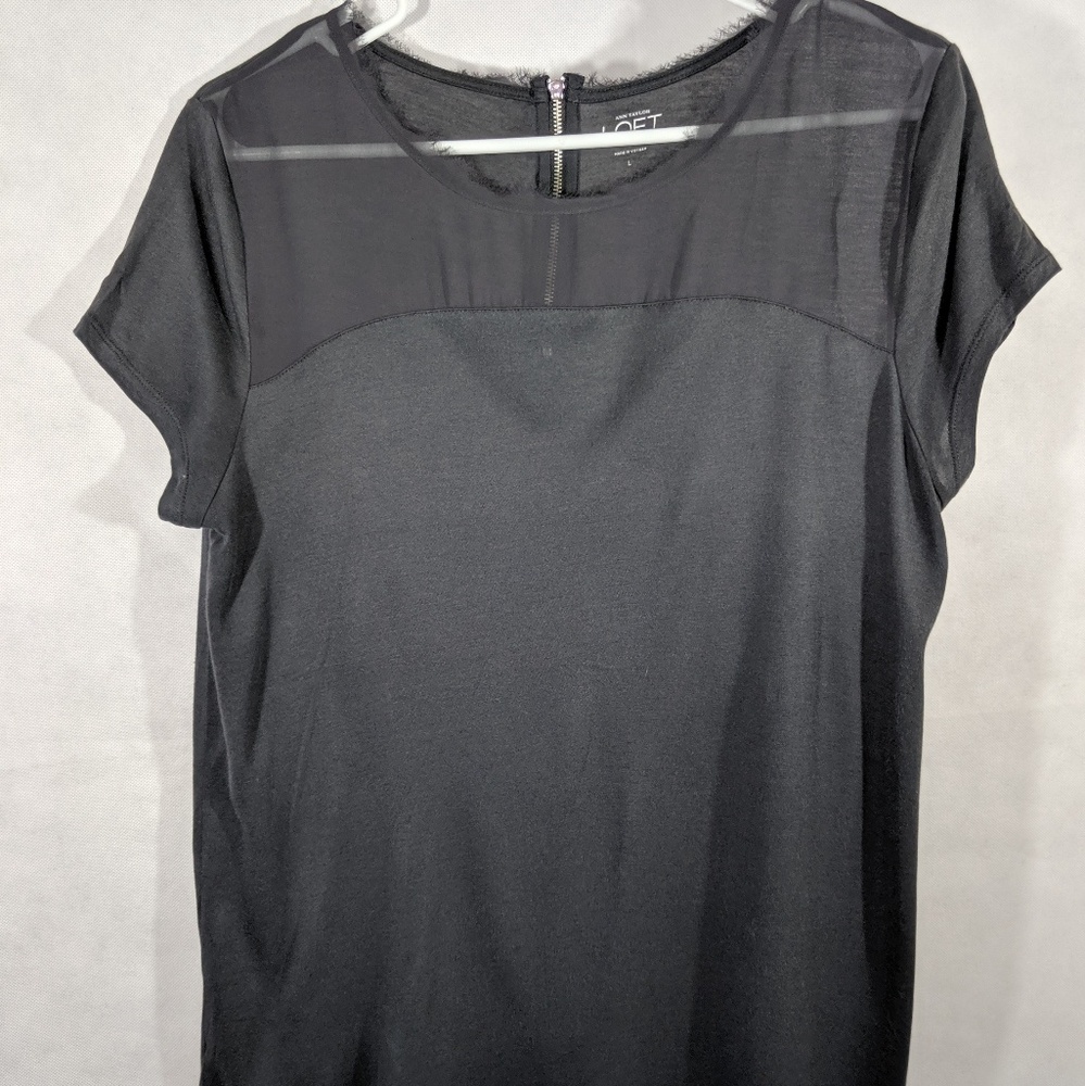 Gray Raw Edge Mod Top Sheer Hipster Exposed Zipper